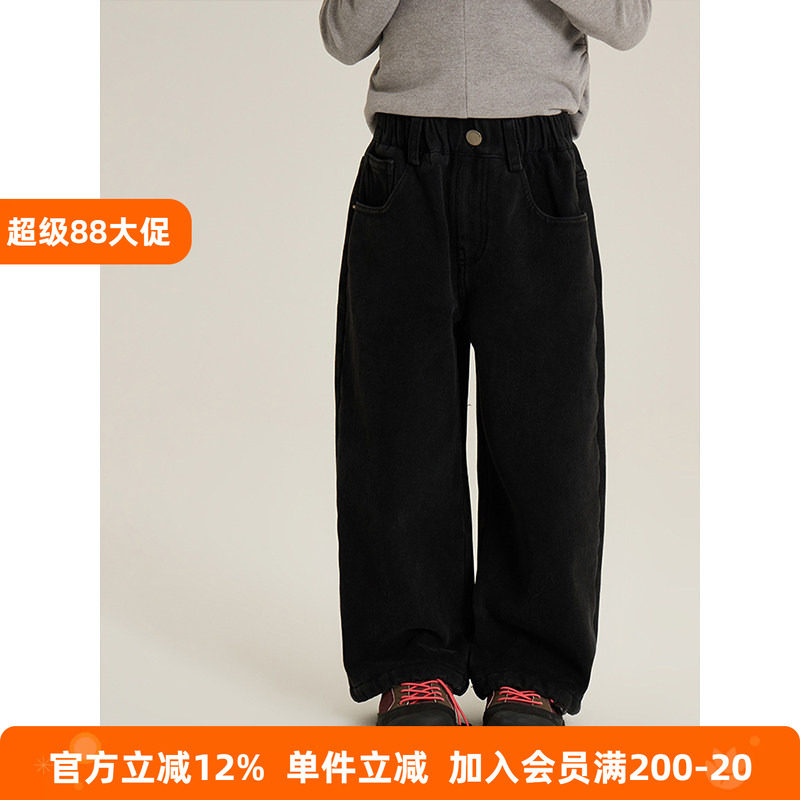 BEIFU贝芙 女童冬季加厚加绒直筒休闲裤子儿童亲肤奥粒绒保暖长裤