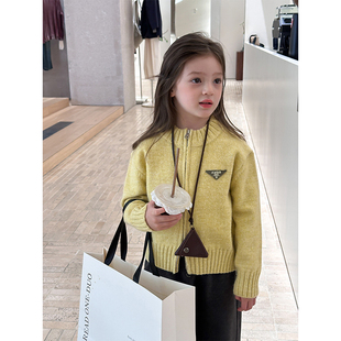 BEIFU贝芙 儿童秋冬圆领拉链毛衣外套女童韩版加厚百搭针织开衫潮