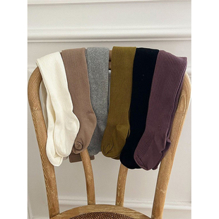 BEIFU贝芙 女童春秋弹力坑条连袜打底裤儿童洋气纯色修身百搭裤袜