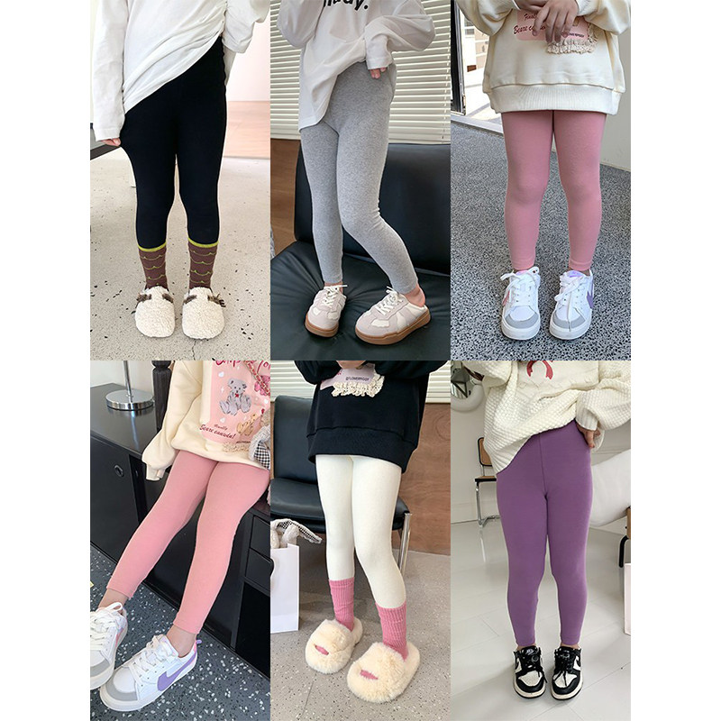BEIFU贝芙 女童春秋纯色百搭弹力打底裤儿童韩版休闲修身小脚裤子