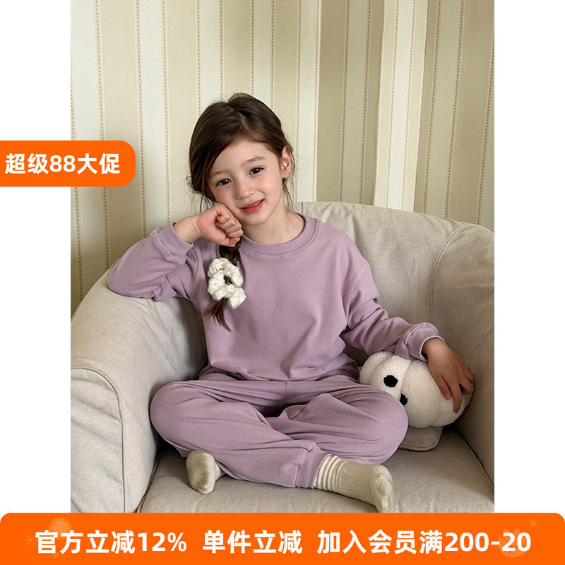 BEIFU贝芙 儿童秋季加厚保暖睡衣女童秋衣秋裤家居服宝宝内衣套装