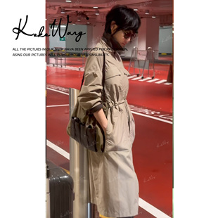 风衣早春翻领廓型中长款 轻氧工装 风衣外套X2446A16W49 WANG KOKO