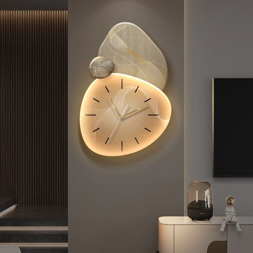 客厅挂钟格栅背景墙挂件创意装饰时钟挂墙壁灯画餐厅钟表