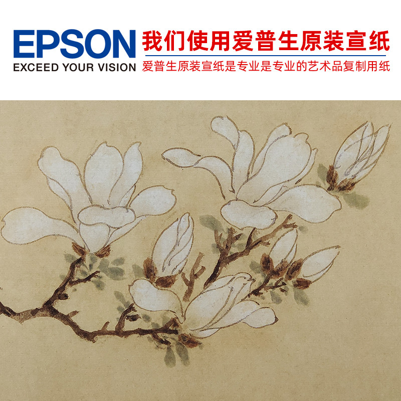 1:1文徵明玉兰图写意花鸟画国画艺术微喷古代名画复制品装饰画