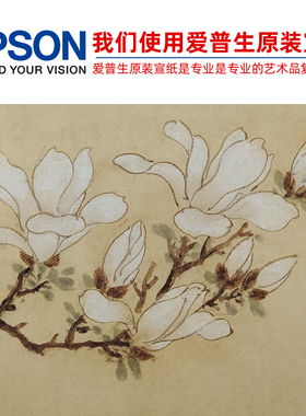 1:1文徵明玉兰图写意花鸟画国画艺术微喷古代名画复制品装饰画