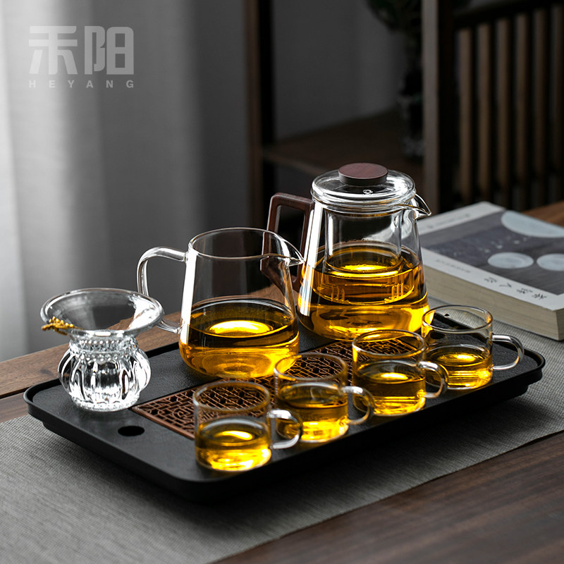 禾阳 玻璃茶具套装功夫茶家用客厅办公室泡茶壶耐高温煮茶壶整套