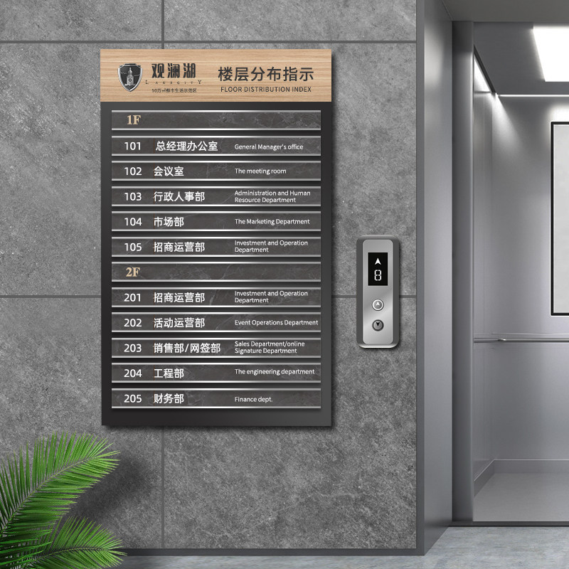 楼层索引牌可更换电梯高档指示牌酒店公司不锈钢写字楼标识牌定制
