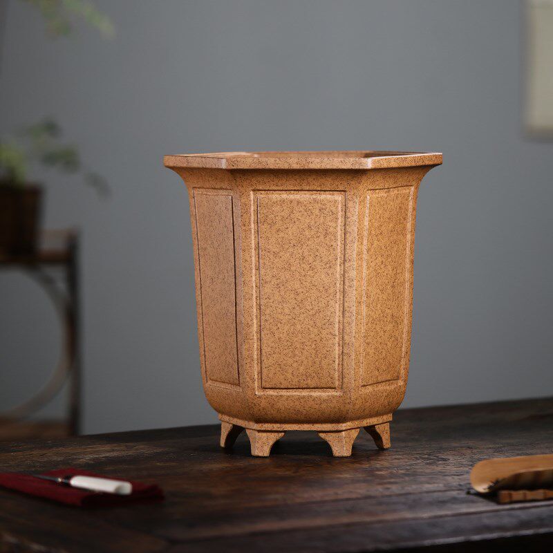 尚扣紫砂 唯珍手工段泥柴烧六方宫灯盆 透气兰花盆绿植花卉桌面盆,鲜花速递/花卉仿真/绿植园艺,花盆,淘宝优惠券,粉丝福利购,淘宝优惠卷