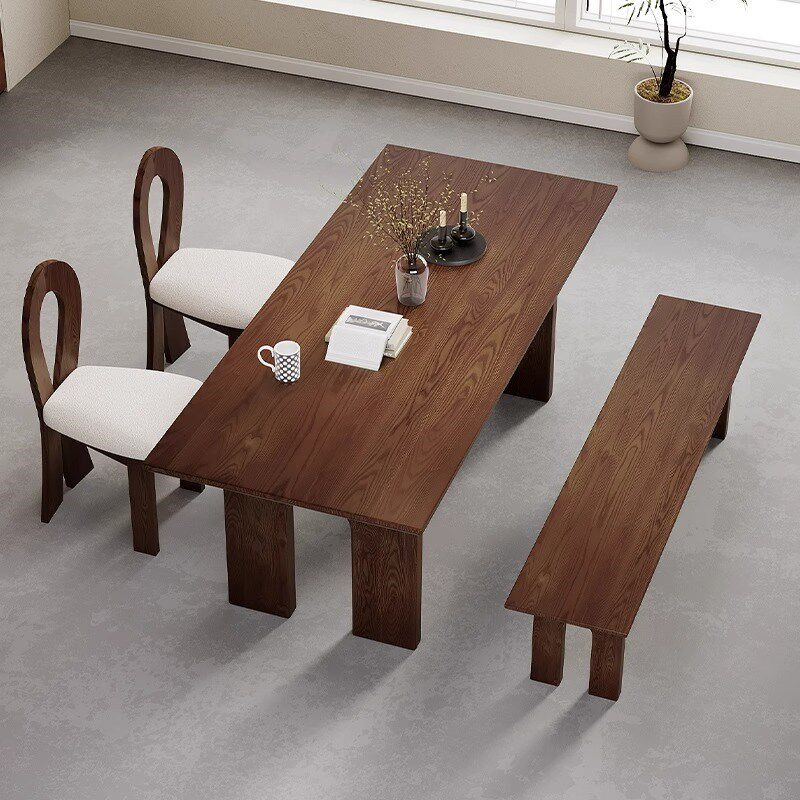 长方形实木餐桌原木饭桌靠墙桌椅咖啡厅接待长桌子办公桌茶台茶桌