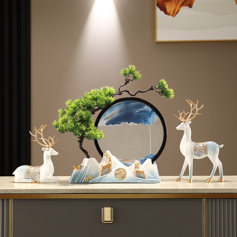 迎客松创意流沙画摆件沙漏客厅入户玄关酒柜办公室领导高档装饰品,家居饰品,装饰摆件,淘宝优惠券,粉丝福利购,淘宝优惠卷