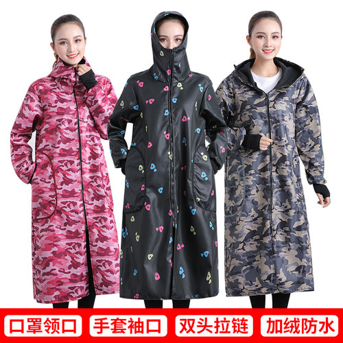 加绒罩衣大人女加长防水长袖时尚家用围裙护衣秋冬男女工作服外套
