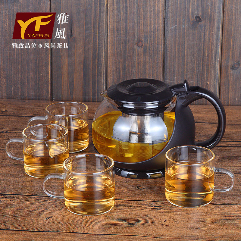 雅风耐热玻璃过滤茶壶餐厅花茶壶冲茶器普洱红茶壶饭店泡茶壶茶具