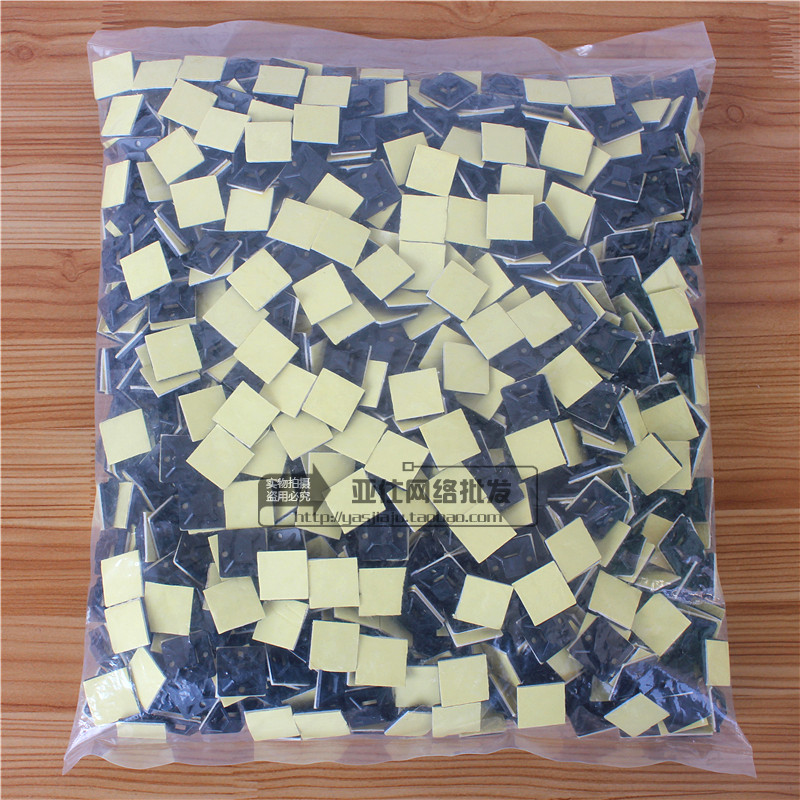 黑色 布线固定片 自粘式扎带固定座 定位片吸盘20*20 1000个