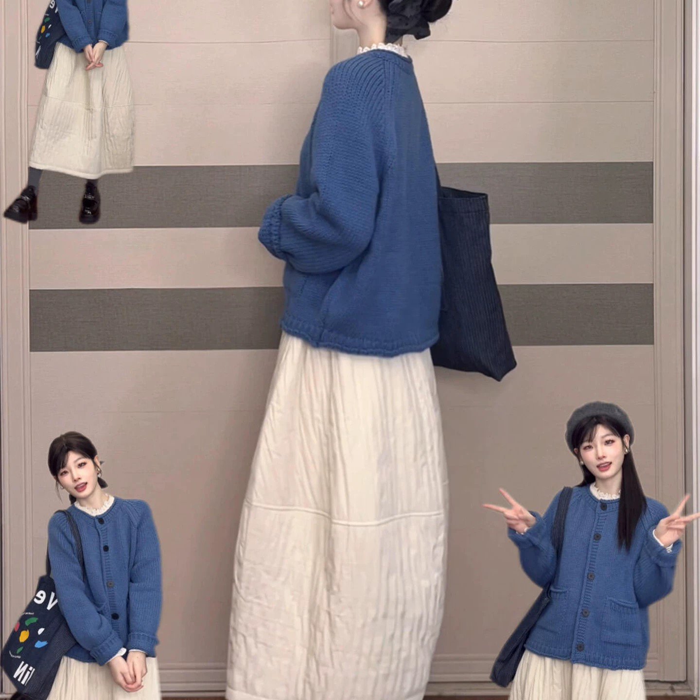 高级感毛衣针织连衣裙子女装秋冬季2025新款韩系穿搭一整套装长裙