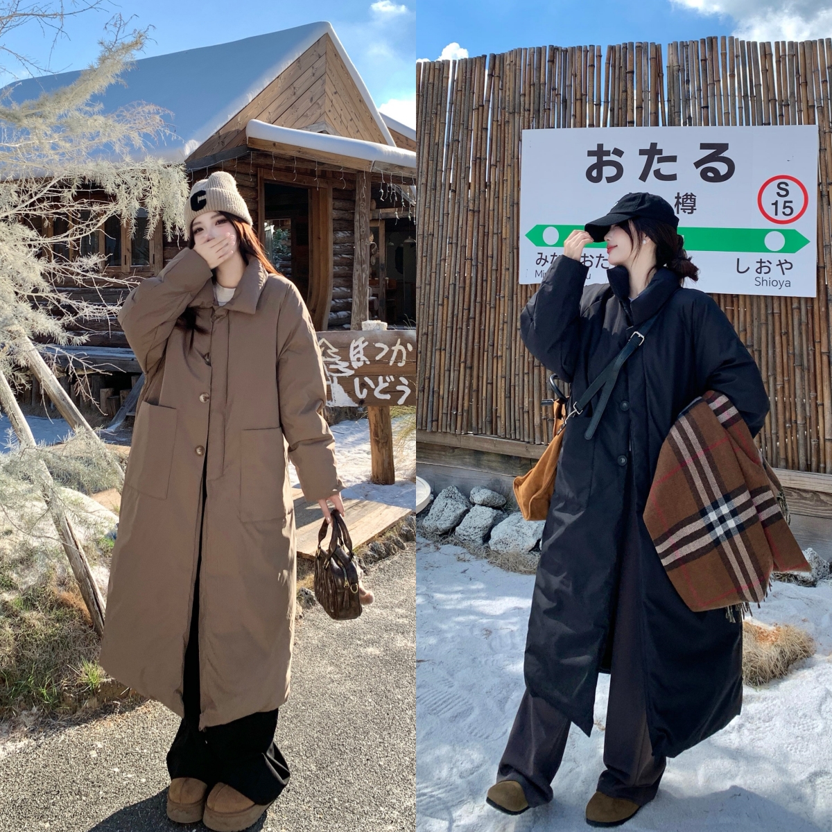 大码胖mm棉服中长款过膝学院风韩版宽松大口袋简约学生甜美棉袄