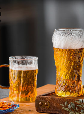 扎啤杯500ml玻璃啤酒杯子高档大容量夏天家用带把水杯果汁饮料杯