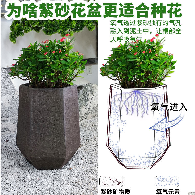 盆大号紫径口砂陶土花钵花特园林景观老式透气仿古陶器做旧粗陶罐