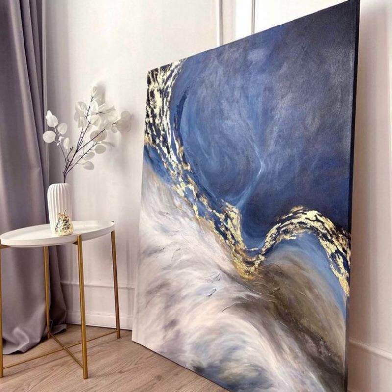 现代简约纯手工绘风景抽像油画厚肌理装饰画挂画大壁画painting