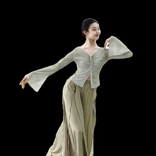 古典舞印花长袖 艺考演出 上衣中国舞舞蹈服舞练功服形体服套装