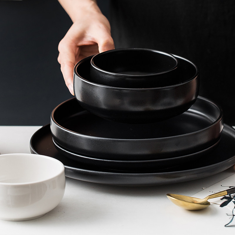 北欧家用餐具瓷器一人食套装西餐牛排盘子沙拉碗米饭碗摆盘可定制