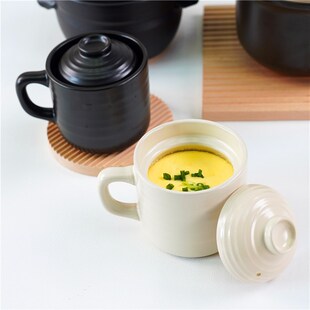 陶瓷小炖煲泡面杯带把手米饭煲炖盅蒸蛋锅便当陶瓷便捷甜品碗微波