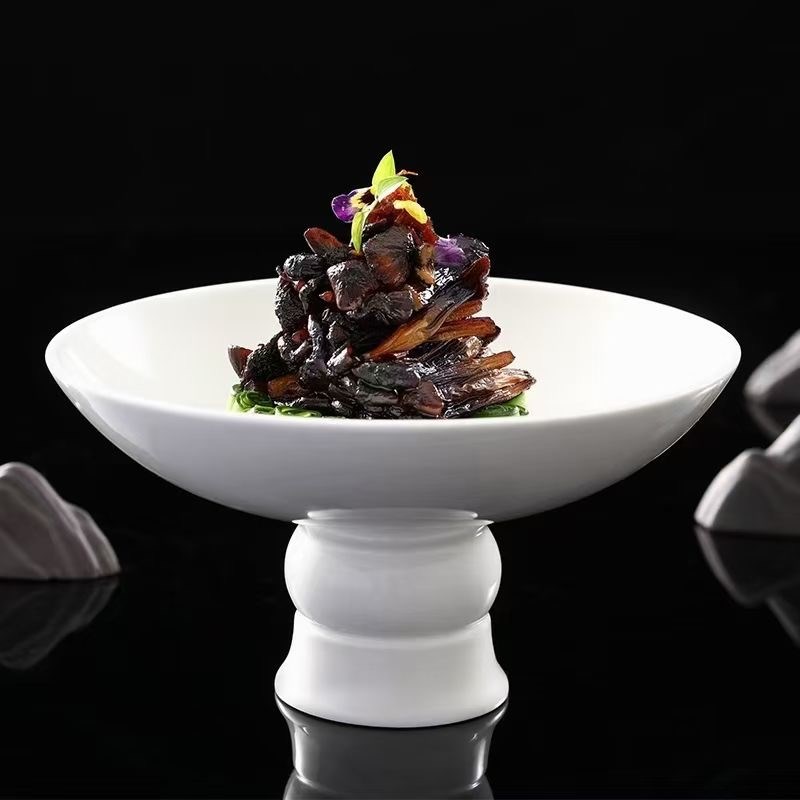 高脚盘子星级餐具酒店陶瓷冷凉菜融合菜摆盘意境菜特色盘明档摆台