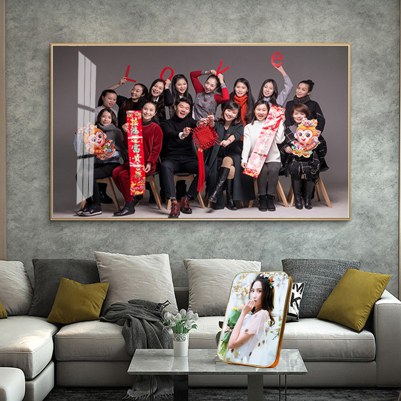 制作合影摆台韩版长形相框简约全家福照片做水晶画框磨砂实木挂画