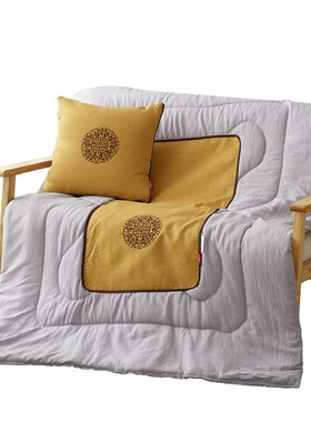 芳恩家纺苏绣竹麻抱枕被数码印花亚麻靠垫被FN-R7002活动礼品定制