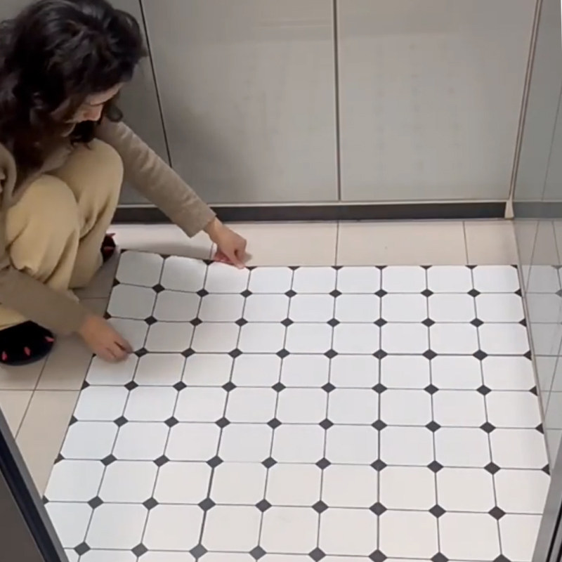 pvc地板贴自粘仿瓷砖地面贴地板铺垫地板革加厚耐磨卫生间防水垫,家装主材,PVC地板,淘宝优惠券,粉丝福利购,淘宝优惠卷