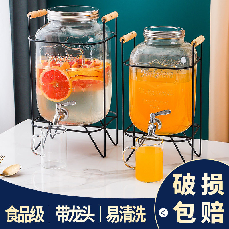 玻璃果汁桶带龙头商用西餐酒店自助饮料桶橙汁鼎冷饮大容量饮料机