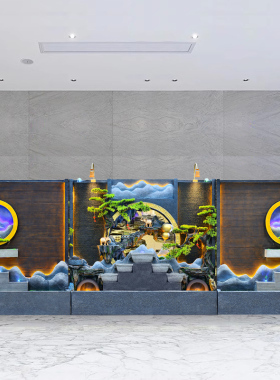 双面水幕墙流水屏风室内玄关隔断造景公司庭院假山喷泉循环水摆件