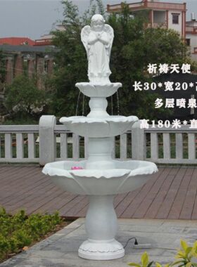 欧式多层菠萝头喷泉循环流水客厅别墅酒店阳台婚礼道具装饰摆件