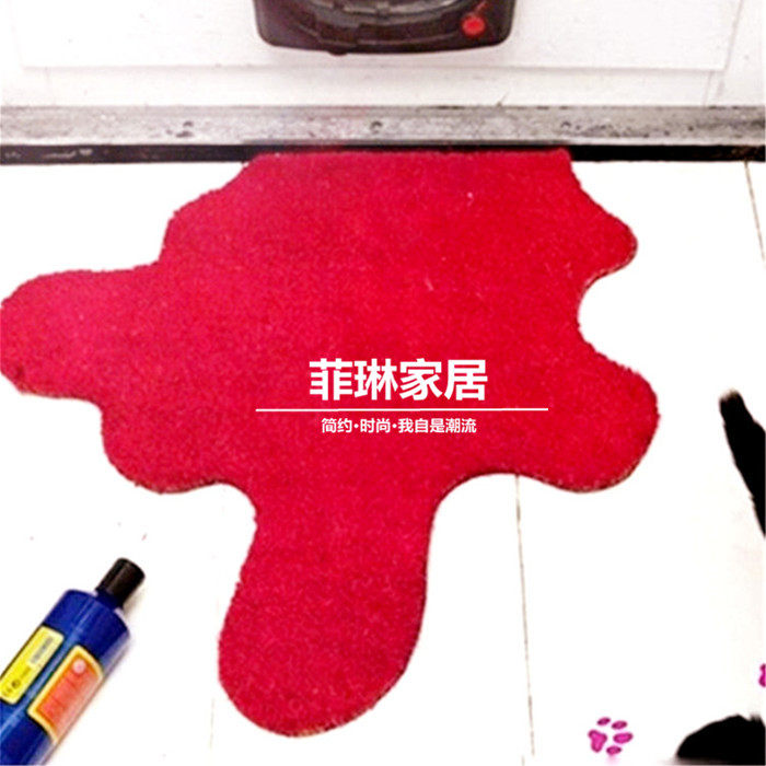 创意红色异形不规则个性卧室茶几客厅沙发玄关腈纶加厚纯色地毯