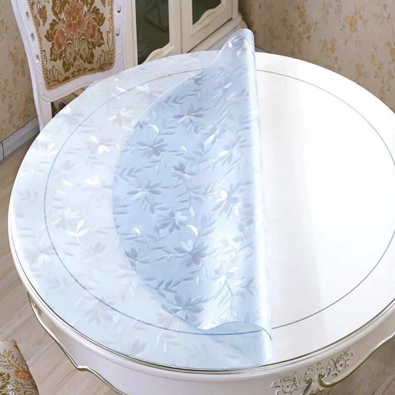 pvc桌布圆形餐桌垫防水防油1米8大圆桌防烫朔料耐高温胶垫定做