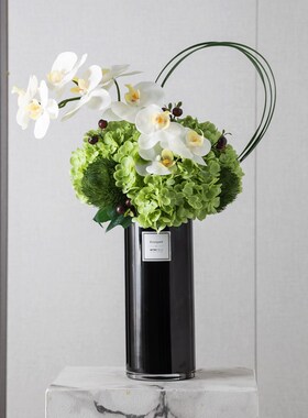 手感绣球假花仿真花束摆件前台花艺大堂酒店客厅蝴蝶兰餐桌逼真