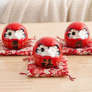 创意招财陶瓷小达摩摆件寿司料理店铺开业送礼家居玄关创意装饰品