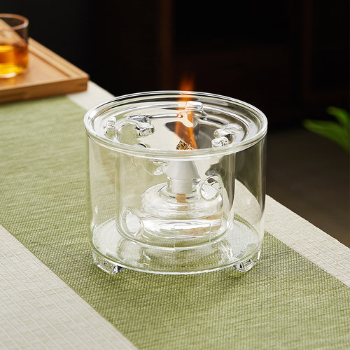 围炉酒精煮茶炉玻璃耐高温防风火炉室内家用加热炉子烤网茶壶套装