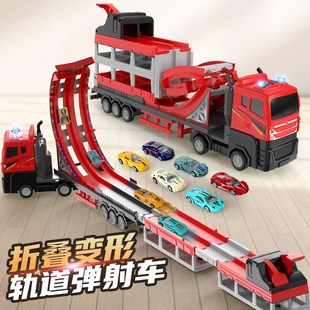 广威启迪玩具大礼盒儿童益智轨道车玩具滑行竞技变形弹射车送男孩