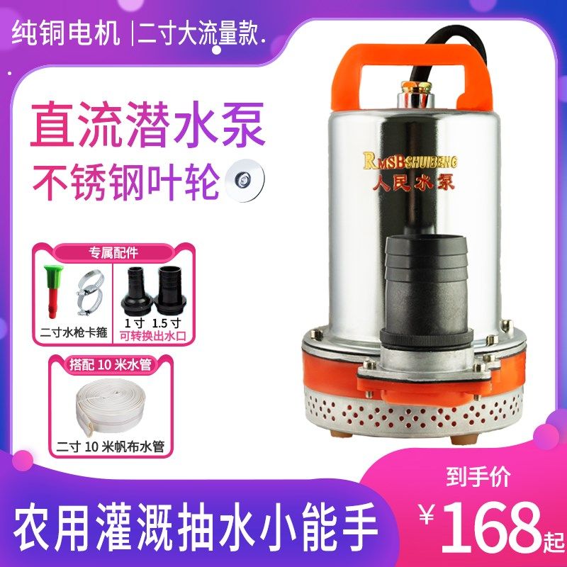 上海人民二寸直流潜水泵12V48V60V72V电瓶电动车农用大流量抽水机