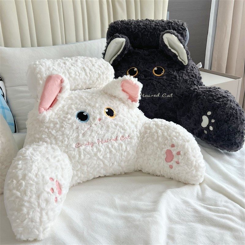 德文卷猫咪床头靠垫软包护腰靠枕大靠背沙发床上学生枕头床靠抱枕,居家布艺,腰靠垫,淘宝优惠券,粉丝福利购,淘宝优惠卷