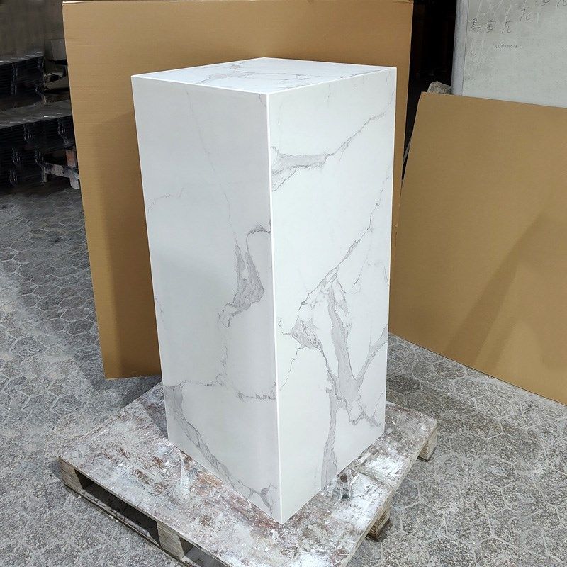 鱼肚白大理石摆件展示底座酒店客厅玄关落地装饰柱摆件底座增高台图片