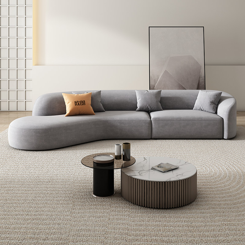 意式极简创意弧形月亮布艺沙发简约现代客厅小户型免洗科技布沙发
