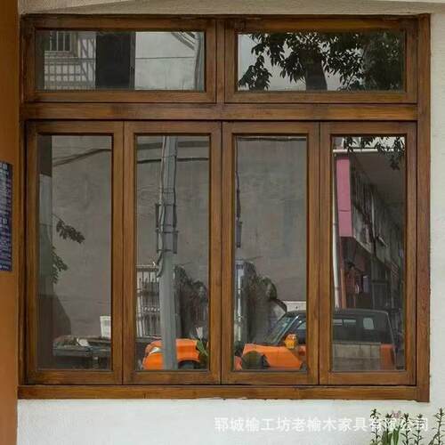 老榆木折叠窗民宿复古左右推拉窗卧室客厅平开窗实木民宿装饰窗