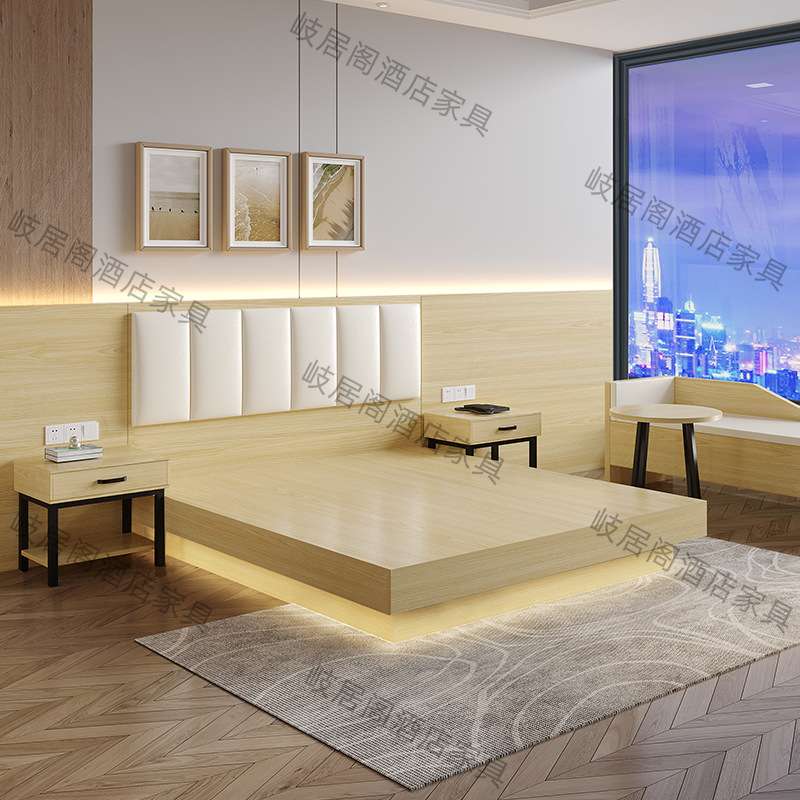 快捷酒店标间家具全套套房公寓宾馆民宿床箱床头柜床屏工厂直销