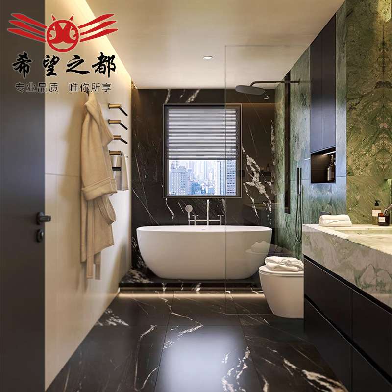 现代低奢风卫生间大理石瓷砖600×1200mm地砖哑光质感仿古墙砖