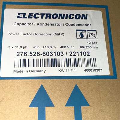 480vac 8.1kvar电容electronicon 尹凯基 276.526-603103 3x31uf