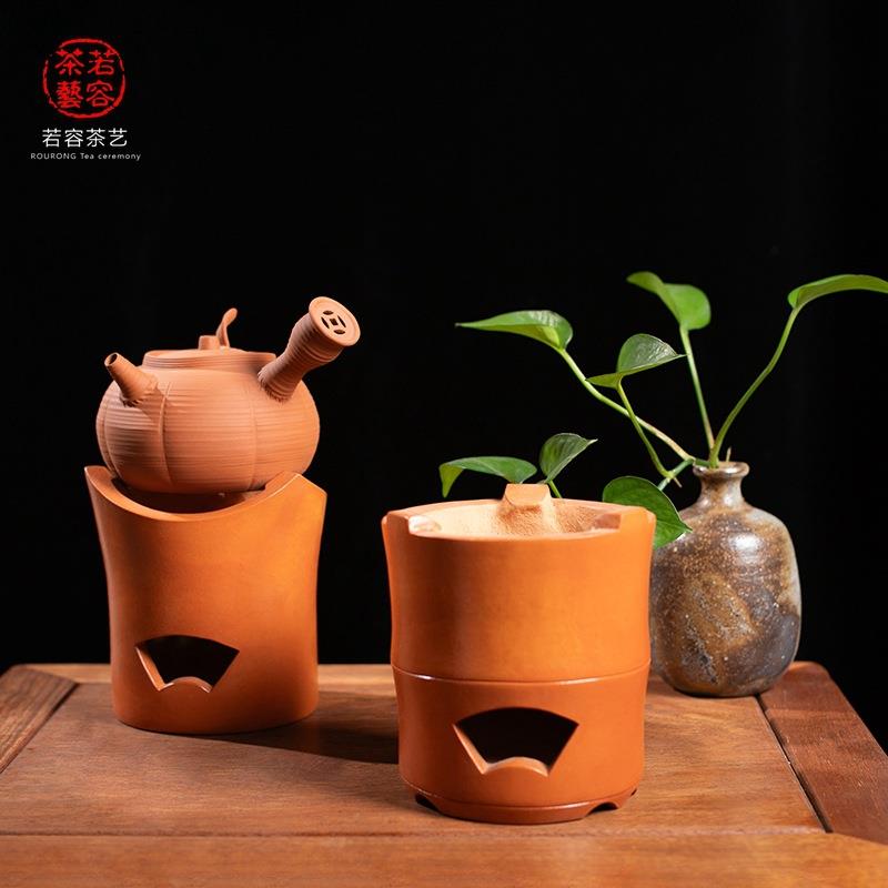 闽西副榜工夫茶炉侧把壶陶壶煮茶套装庭院户外烧炭火改装电煮茶炉