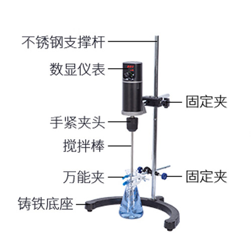 力辰科技电动搅拌器LC-ES-60/200W油墨涂料搅拌机小型数显实验室