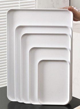 超大号托 托盘白色长方形塑料餐盘加厚学校食堂上菜端盘子商用展