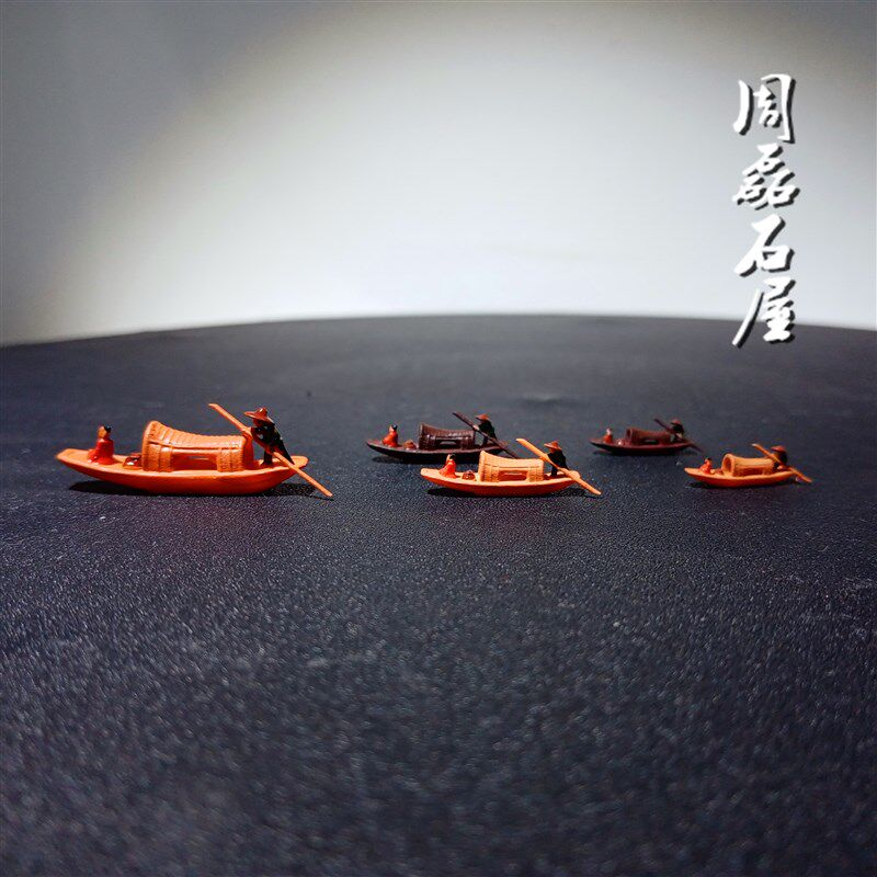 仿古小船奇石假山盆景鱼缸沙盘枯山水微景观造景树脂小摆件